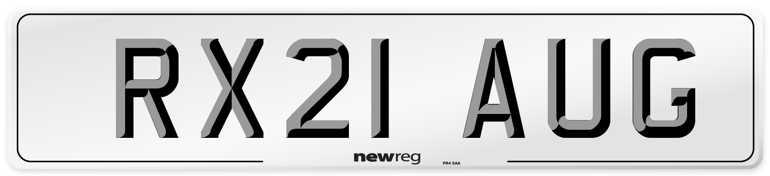 RX21 AUG Number Plate from New Reg